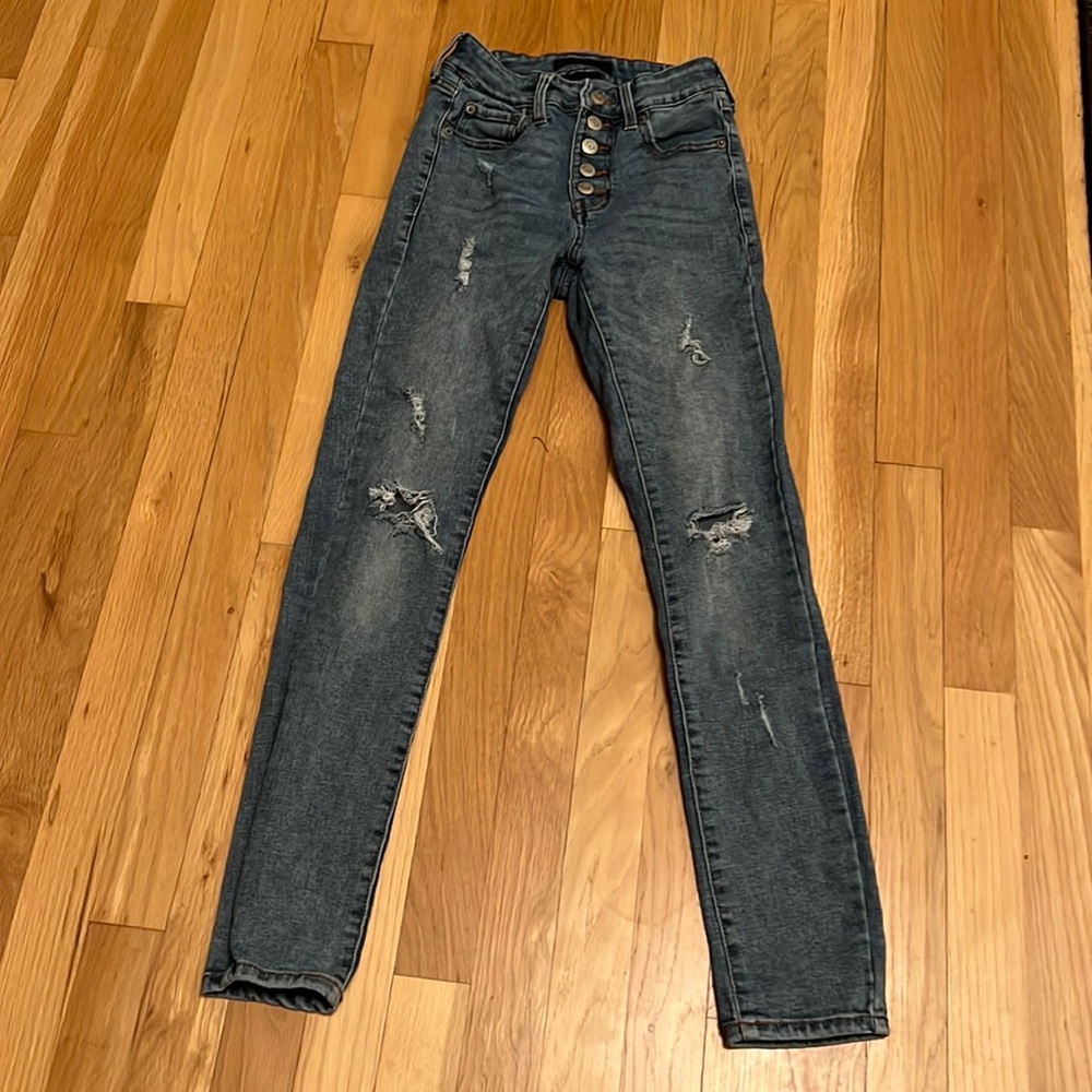 Aeropostale High Rise Jeggings Distressed 0-REG